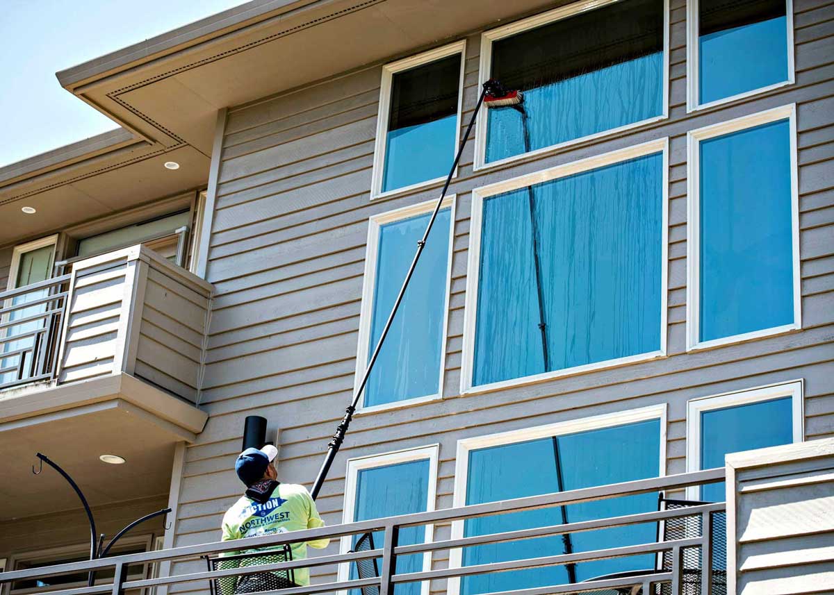 Action Northwest offers window cleaning for hard to reach, high windows